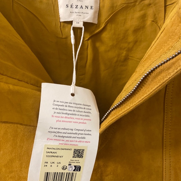 NWT Sezane damiano pantalones pants size 2 size 34 - Picture 3 of 5